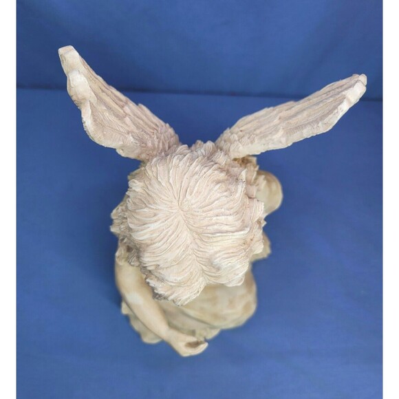 Angel Cherub Sitting Statue 11.5''H Resin Decoration Large White Figurine - Picture 7 of 7